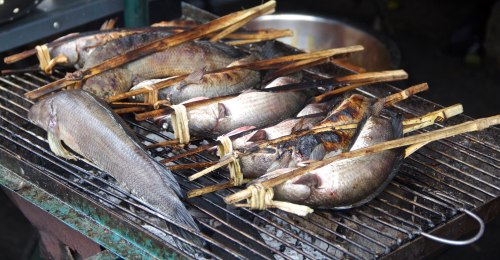 For a country that has a small coast relative to its size, I found some amazing fish everywhere I went.  $6 red snapper grilled right on the beach, to these being grilled over embers early in the morning.